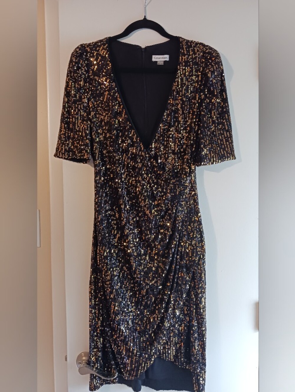 Calvin Klein Black Dress with Gold Sequin Detail